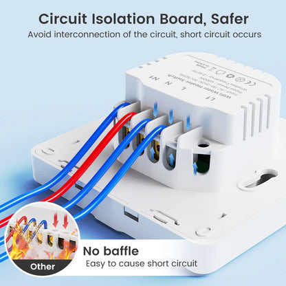 App Controlled Wall Switch Circuit Breaker Energy Monitoring Switch 4000W Power Switch Circuit Isolation Board Easy Installation