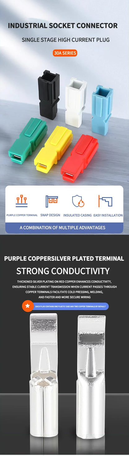 Single Pole Plug 30A High Current Connector PP Battery Forklift Power Terminal