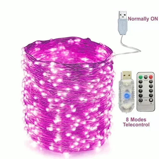 5M/10M/20/30M Telecontrol 8Mode Remote Control Lights USB Led String Light Fairy garlands Wedding Christmas Holiday Decor lamps