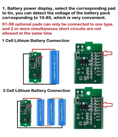 1S-8S Lithium Battery Capacity Indicator Display Module 3-34V Battery Power Level Tester for Electric Vehicle and DIY Projects
