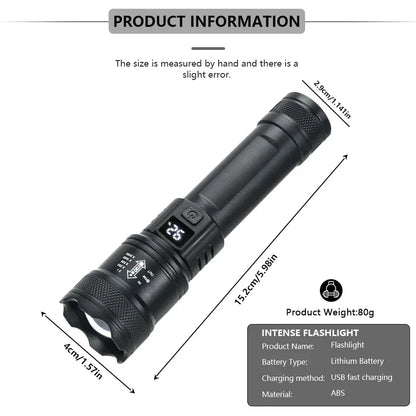 1600000LM Super Bright LED Flashlight – USB Rechargeable Long Range Tactical Torch Waterproof for Camping & Fishing