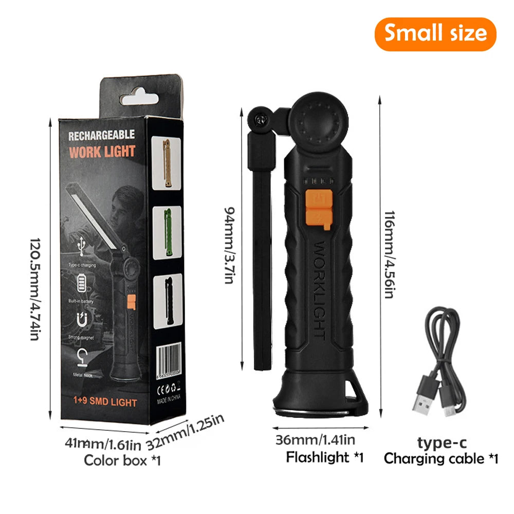 Folding COB XPE LED Work Light Rechargeable Magnetic Flashlight