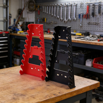 Red Wrench Organizer Plastic Wrench Organizer Tray Sockets Storage Tools Rack Sorter Standard Spanner Holders Wrench Holder
