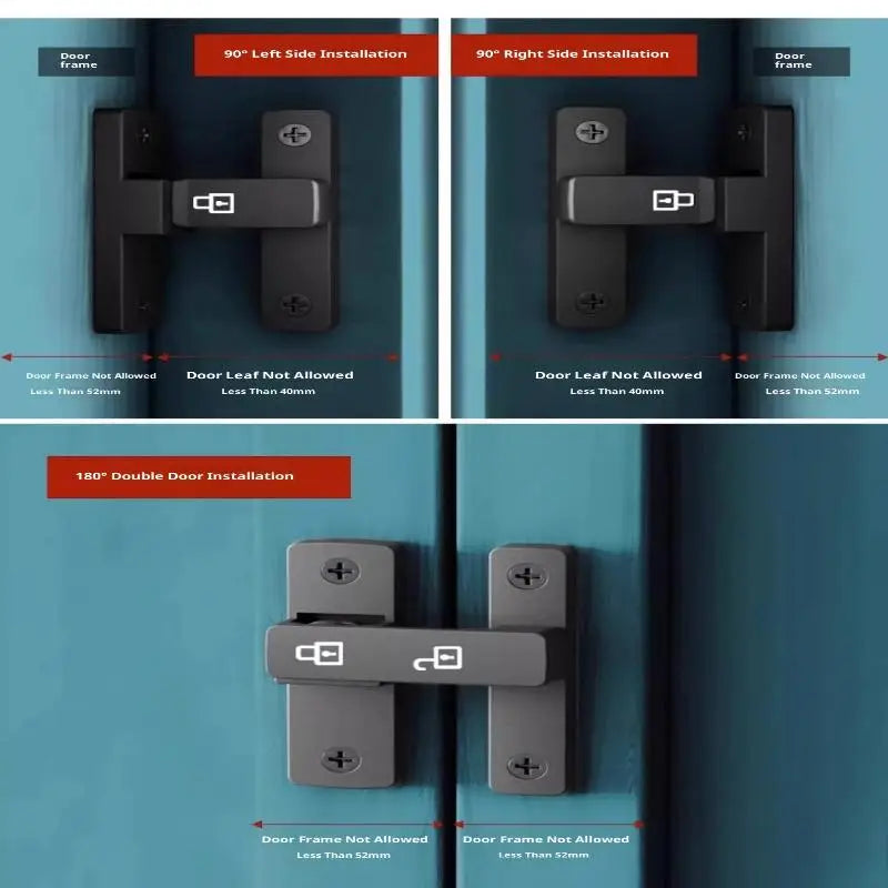 Latch Deadbolt Indoor Non-Punch Surface Mounted Door Lock Bathroom Sliding Door Buckle Snap Bolt Old-Fashioned Room Privacy Lock