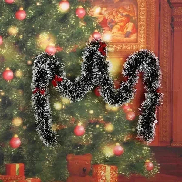 10M Christmas Decor Ribbons Garland Xmas Tree Hanging Pendent Ornaments Green Cane Tinsel Wreath for New Year Party Home Decor