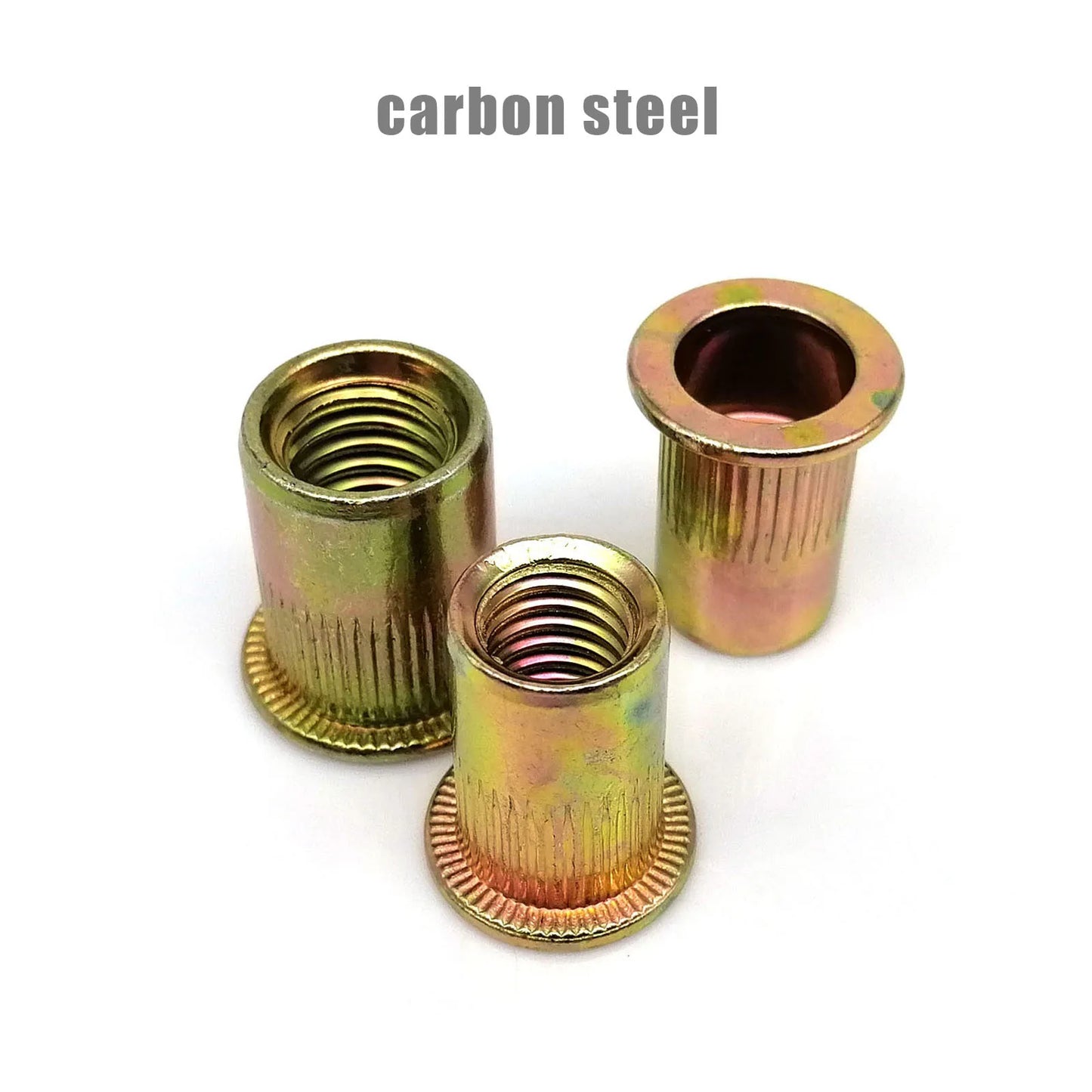 Carbon & 304 Stainless Steel Flat Head Rivnut Nutsert Insert Rivet Nut UNC 6#-32 to 1/2-13 carbon steel Keszoox