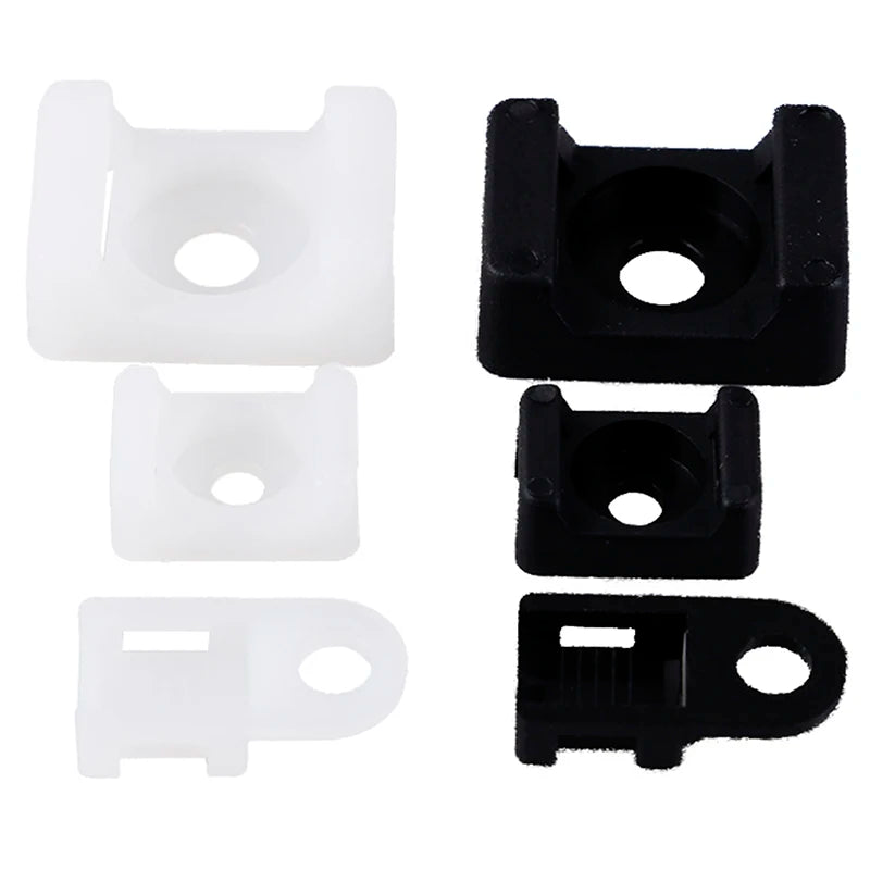 100Pcs/set Plastic Wire Cable Zip Tie Screw Fixing Mount Base Holder