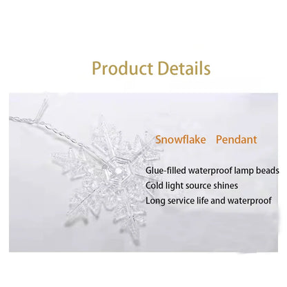 2026 Xmas Wedding Party Decoration 3.2M Christmas Snowflakes LED String Lights Flashing Fairy Curtain Waterproof