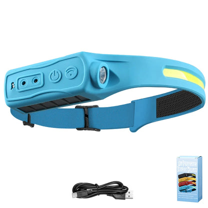 LED Sensor Headlamp Rechargeable Head Torch 5 Mode for Outdoor