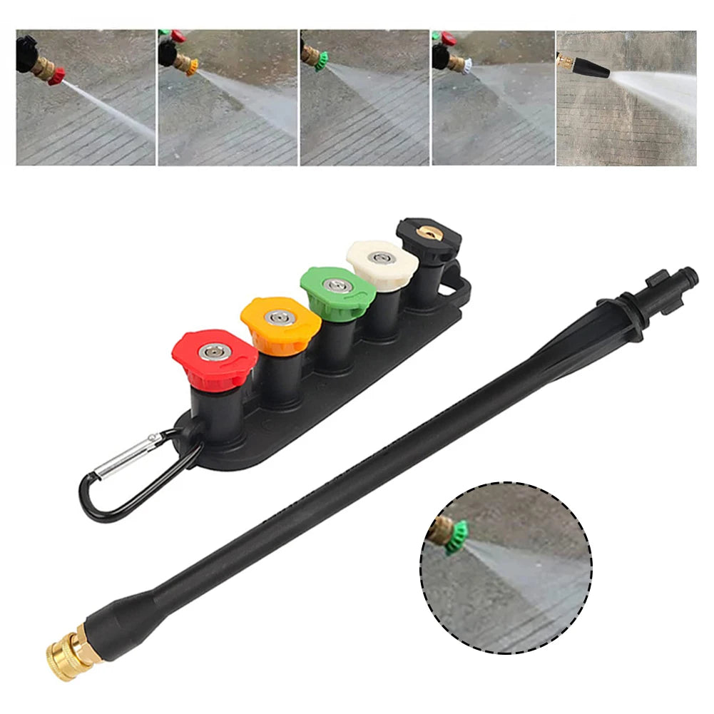 Pressure Washer Spray Wand — 1/4” Quick Connect Extension Lance with 5 Nozzles for High-Pressure Cleaning