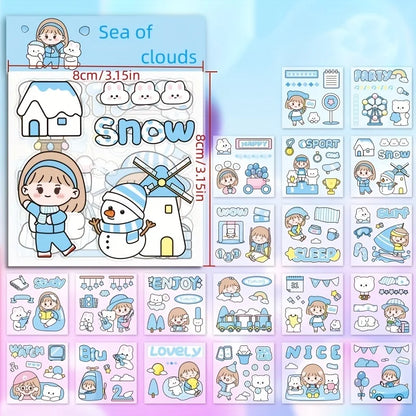 40/80pcs PET Stickers Season Series PET Decorative Stickers DIY Diary Girls Scrapbooking Material Decor Album Stationery Sticker