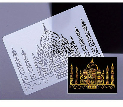 A4 DIY Painting Wall Stencil Airbrush   Drawing Copy Templates London Bridge Big Ben castle Burj Al Arab Five Towers White House