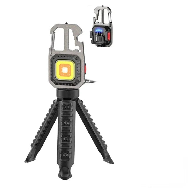 Mini Multifunctional Keychain LED Flashlight USB Rechargeable Portable Flashlight Outdoor Camping Torch Emergency Lantern 500Mah