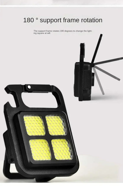 Rechargeable LED Pocket Flashlight Folding Bracket Keychain Light