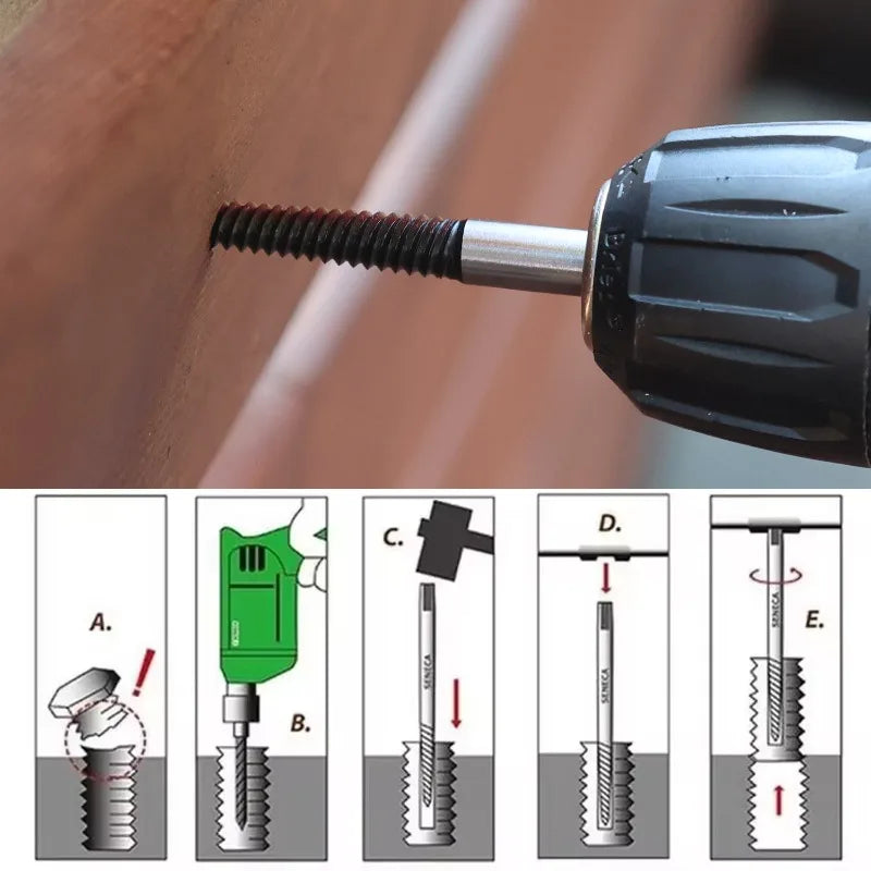 Screw Extractor Set 5/6/11PCS High Carbon Steel Damaged Screw Remover Broken Bolt Extractor Kit
