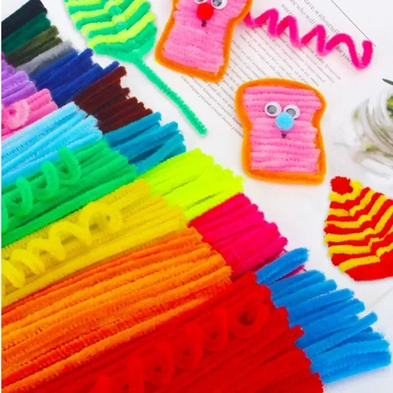 Wholesale Colorful Chenille Stems Pipe Cleaners Plush Tinsel Stem Wired Sticks Twist Stick Hair Strip DIY Craft Educational Toys