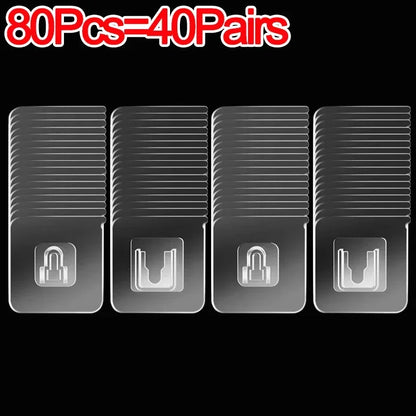 Double-Sided Hook Strong Adhesive Transparent Traceless Wall Hook for Kitchen Bedroom Storage Holder 100/2pcs
