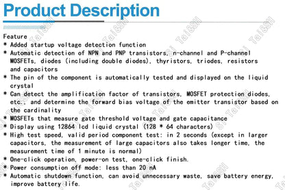 LCR-T4 Transistor Tester Meter ESR Diode Triode Capacitance MOS PNP LCD Display