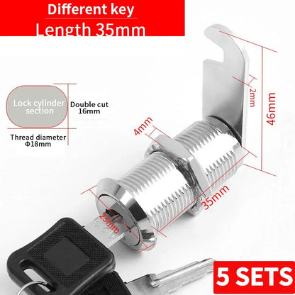 Cabinet Cam Lock Set Two-Sided Keyed Alike 16MM-30MM Cylinder Cam Locks for Mailbox File Drawer Compartment