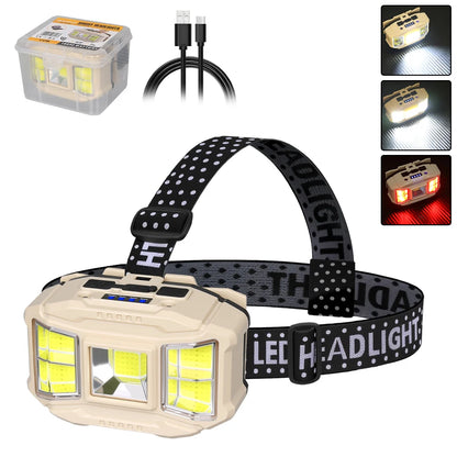 COB LED Induction Headlamp USB Rechargeable 5 Mode 18650 Headlight