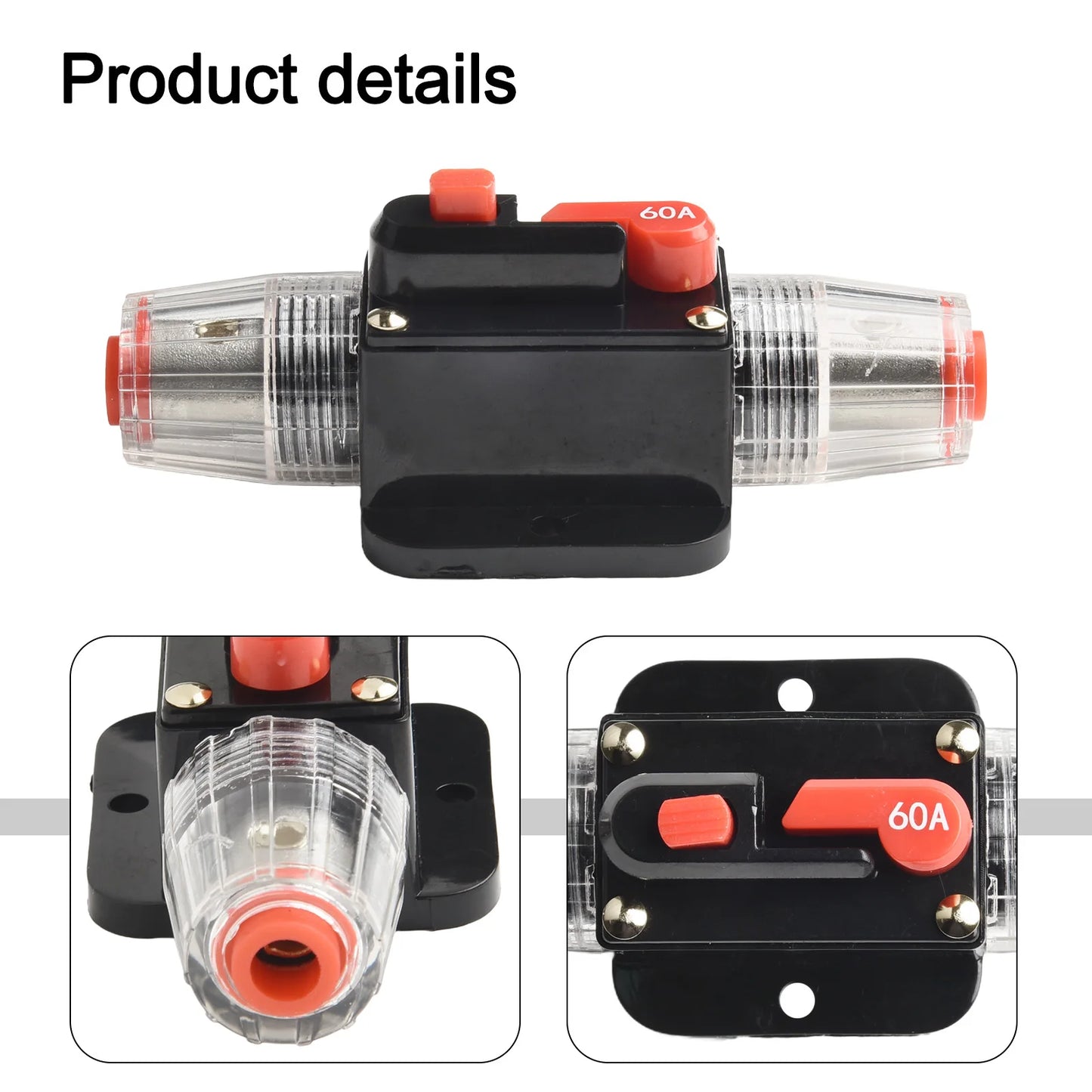 12V-24V DC Auto Inline Fuse Breaker Battery Safety Audio System Protection Overload Protection Device Temperature Resistance