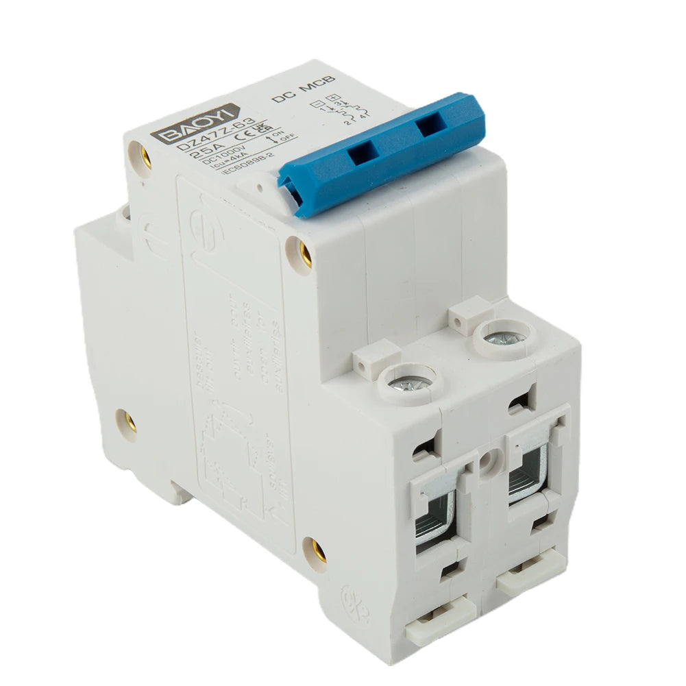 DC Miniature Circuit Breaker 2 Pole 1000V 32 Amp Isolator DC Disconnect Switch Thermomagnetic 10 A-63A 1.42 X 2.95 X 3.15 Inches