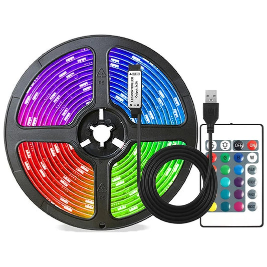 24 Keys 5050 Led Light Strip 5M USB Multicolor RGB TV Background Light Bar Esports Game Room Family Party Decoration Night Light