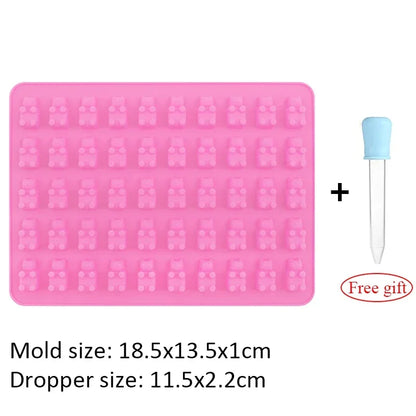 50 Grid Gummy Bear Silicone Mold with Dropper for Candy Chocolate