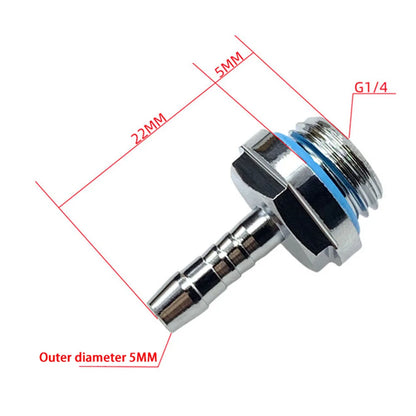 Water Cooling Barb Fitting 2-Touch G1/4 Thread Hose Pagoda Connector with Waterproof Sealing Ring, 4–14mm