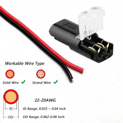 100x Waterproof Plug Wire Connector 2 Pin Way Cable Plug Car Electric Wire Snap Connectors Strip Terminal Connection Wholesale