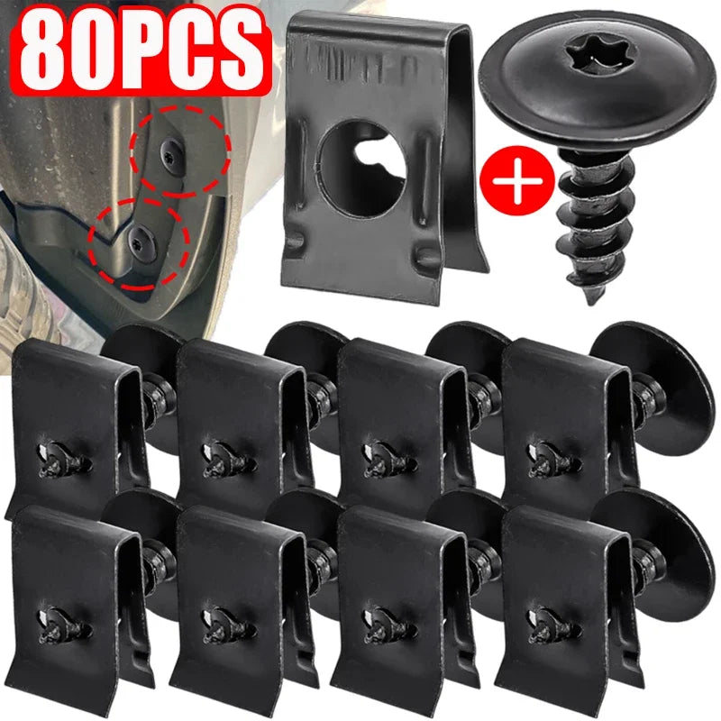 Auto Metal U-Shaped Spacers &amp; Self-Tapping Screws Kit — Car &amp; Motorcycle Body Panel Modification Accessories