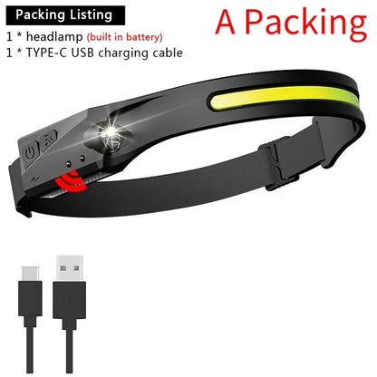 Multi-light Source Headlamp Red Light Portable LED Head Lamps Rechargeable Headlight Built-in Battery Display Waterproof Lamp