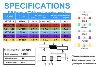 Welding Ring Heat Shrink Terminal, IP67 Waterproof Electrical Connector, Heat Shrink Tube Wire Connection Terminal