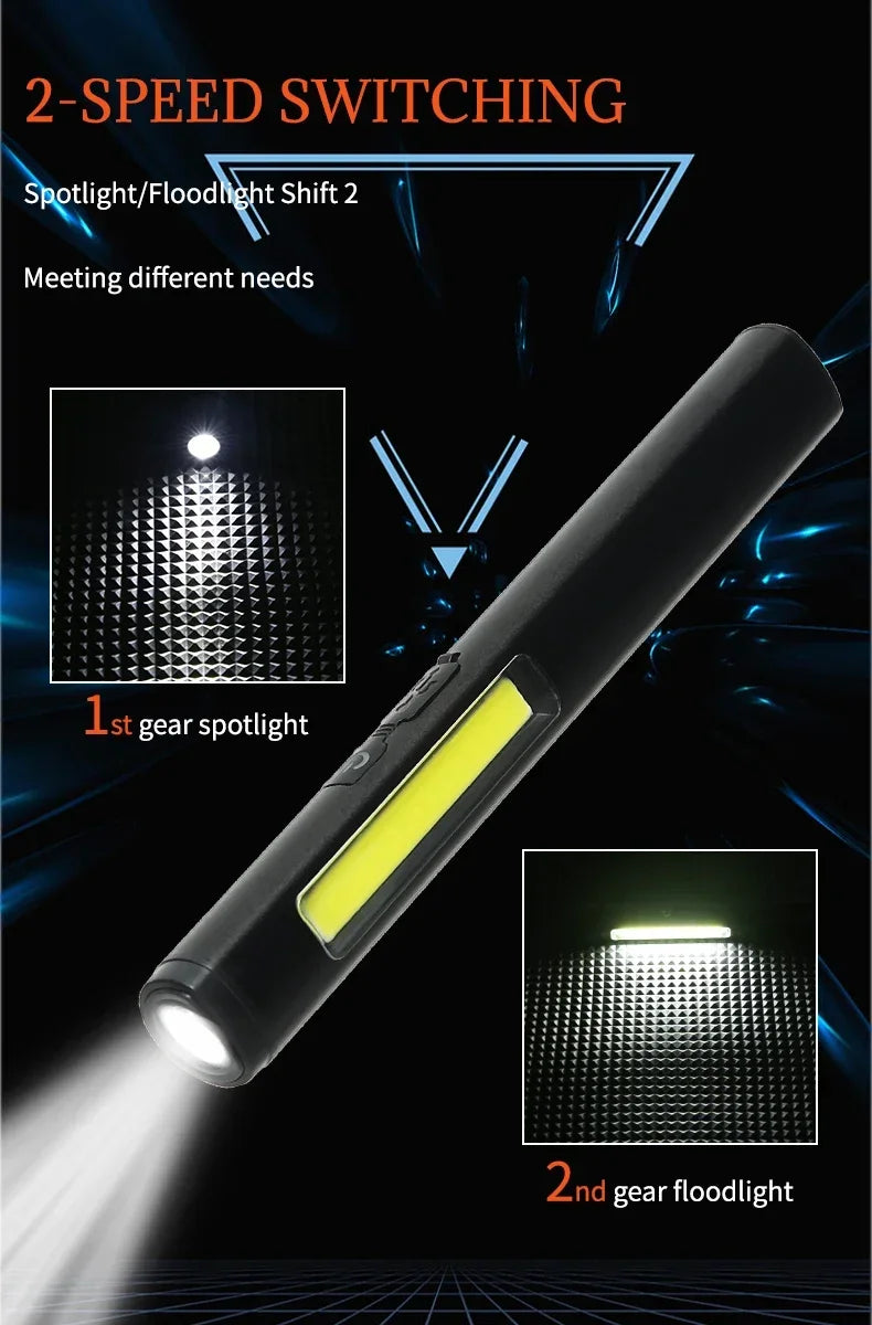 Portable UV LED Pen Light USB Rechargeable Work Lantern with Magnet