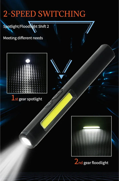 Portable UV LED Pen Light USB Rechargeable Work Lantern with Magnet