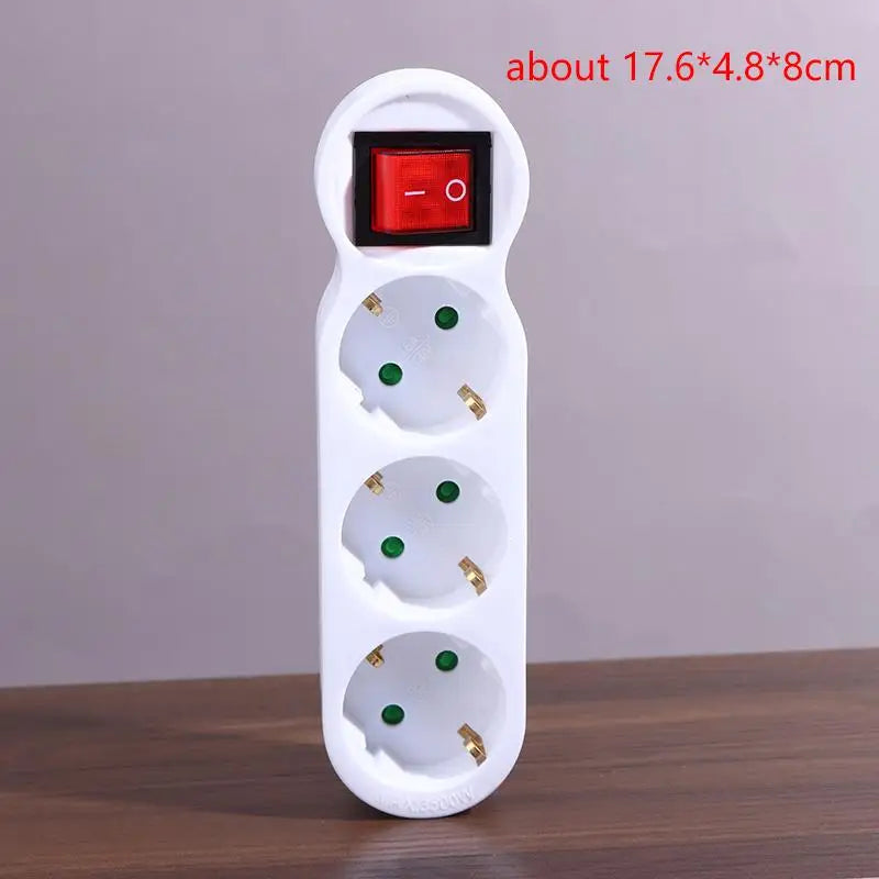 16A Plug Adapter Travel Charging German Standard Power Converter For Portugal Turkey 1 To 3 Plug EU Socket Adapter With Switch