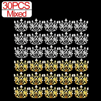 Wholesale Crown Cake Decoration Gold Silver Pearl Crown Topper Mini Princess Headwear Decoration Birthday Wedding Decor Supplies