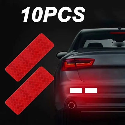Car Bumper Reflective Safety Strip Stickers – Warning Reflector Tape Decals for Auto Exterior (10pcs/Set)