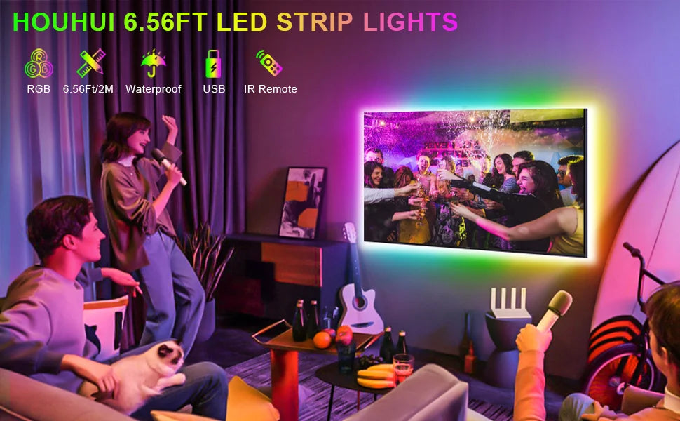 USB LED Strip Light RGB 2835 SMD Flexible Tape with Remote 1-5M Backlight