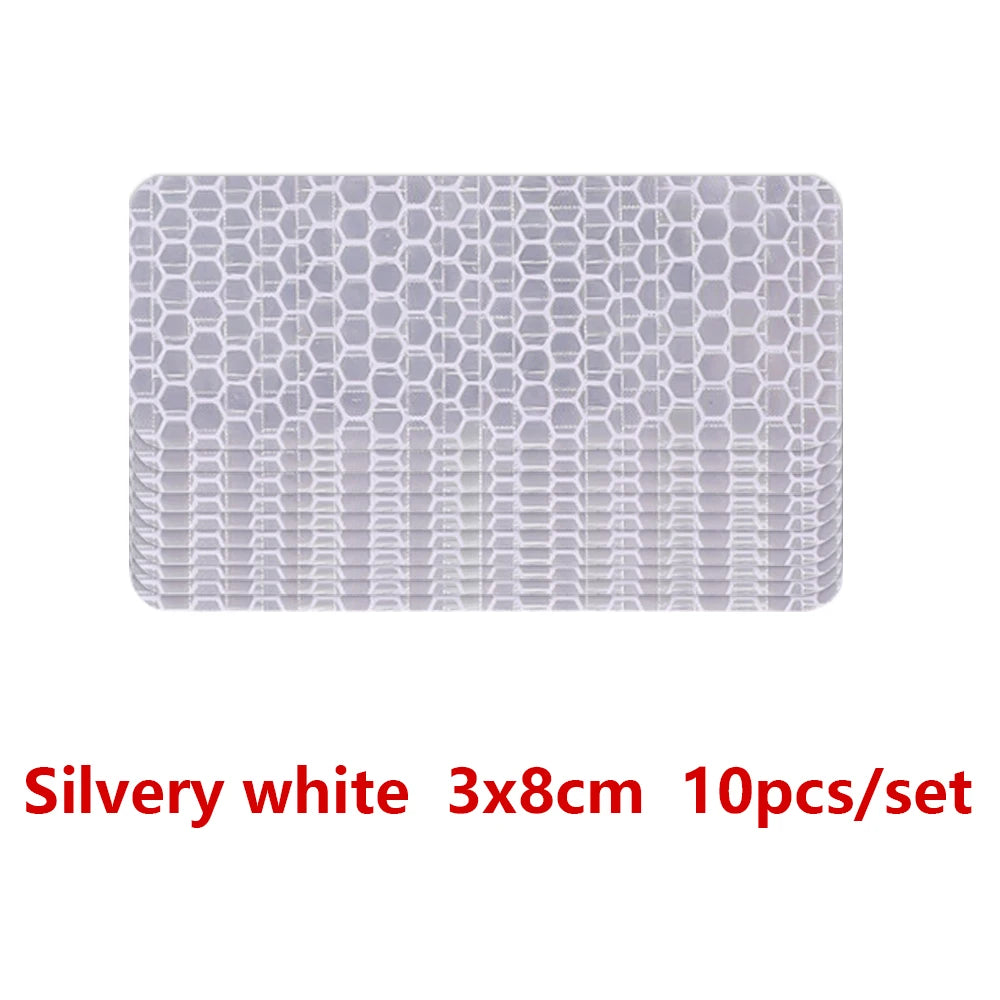 Car Bumper Reflective Safety Strip Stickers – Warning Reflector Tape for Auto Exterior & Interior (10pcs)