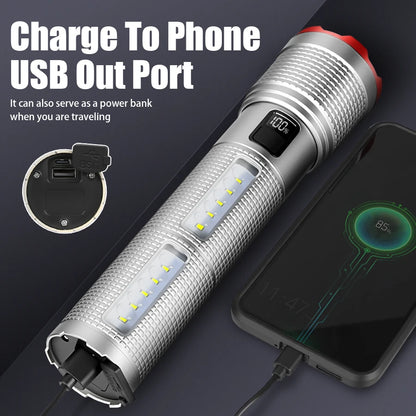 Super Powerful 19000000LM LED Flashlight Rechargeable Big Aperture Torch