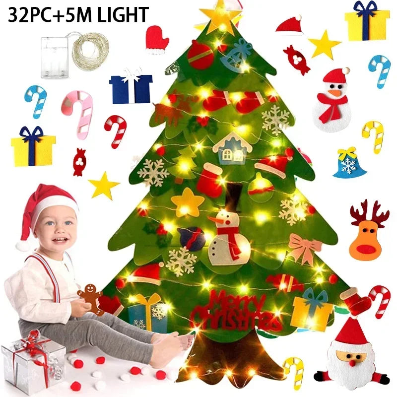 Kids DIY Felt Xmas Tree Set Christmas Home Decorations 2026 New Year Navidad Ornaments Creative Gift Idea