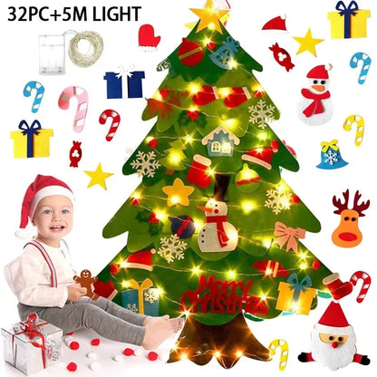 Kids DIY Felt Xmas Tree Set Christmas Home Decorations 2026 New Year Navidad Ornaments Creative Gift Idea