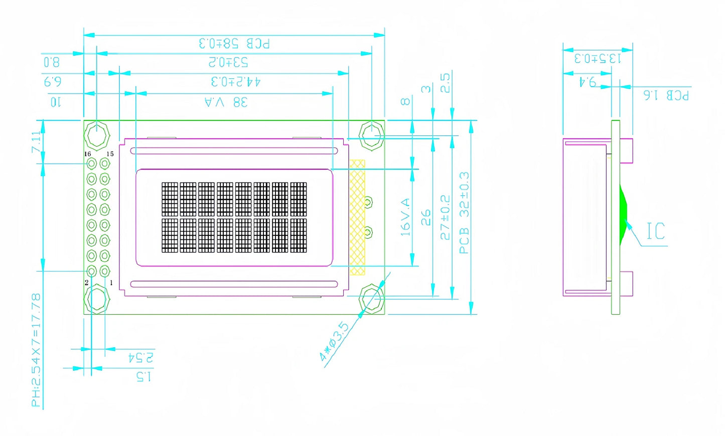 LCD0802 8x2 Character LCD Display Module 3.3V 5V Blue Green Screen LCM for Arduino and DIY Projects