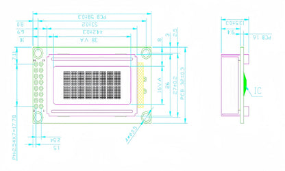 LCD0802 8x2 Character LCD Display Module 3.3V 5V Blue Green Screen LCM for Arduino and DIY Projects