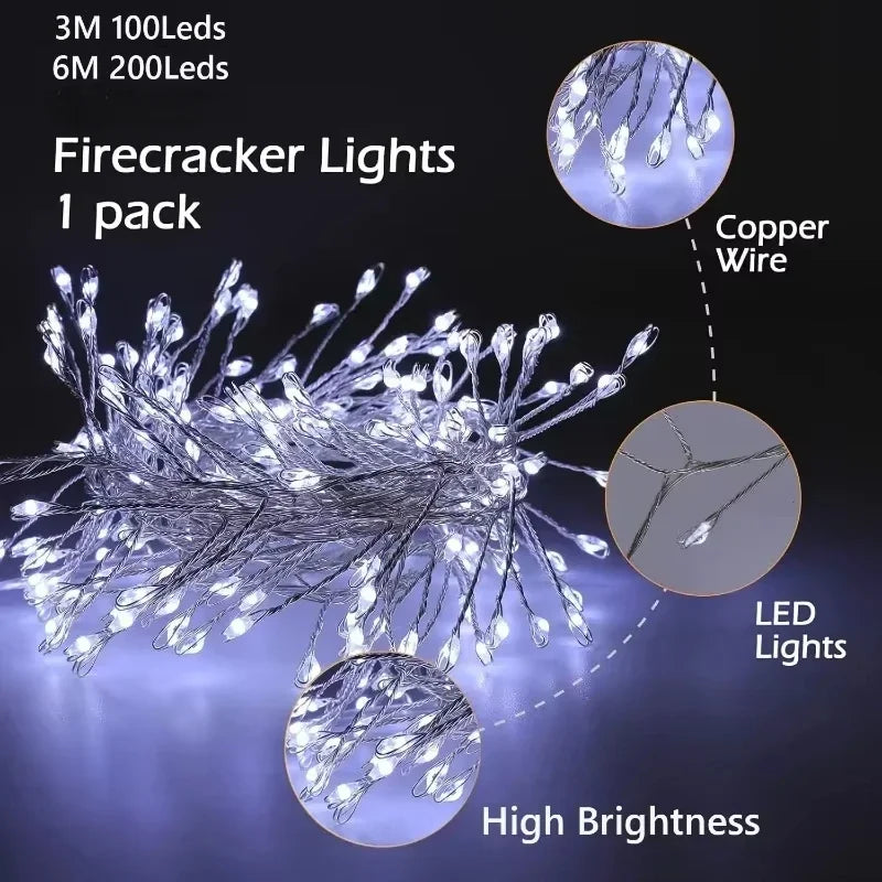 USB Powered 3/6M Remote Control Fairy Lights for Wedding Christmas Party Garden Decoration Firecracker String LED Lights