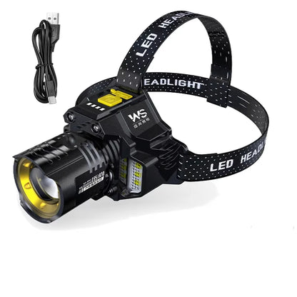 Powerful Motion Sensor LED Headlamp Rechargeable COB Head Flashlights Outdoor Camping Headlight Telescopic Zoomable Head Lamp