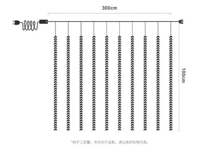LED Fairy Lights with Willow Leaves Decor 3x3 Window Curtain Festoon USB Powered Christmas Garland for New Year Holiday Lighting
