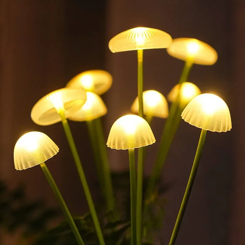Solar Christmas Jellyfish Mushroom Lawn Lights Waterproof 6/8/10 Heads Garden Decoration Atmosphere Lighting