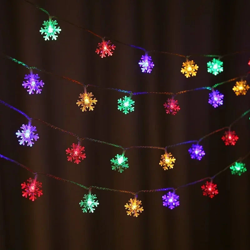 Snowflake LED String Lights USB Battery Operated Fairy Lights for Xmas Tree Wedding Party New Year Decoration Garland